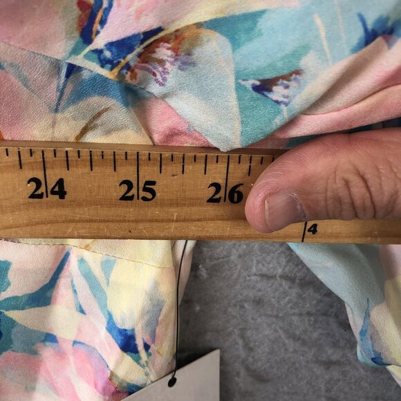 Eloquii Blouse Womens 24 Floral Tie Neck Bow Long Sleeve Button Front Plus Size - Picture 7 of 16